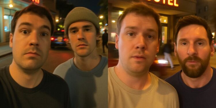 PROMPT | Selfie com Justin Bieber e Messi