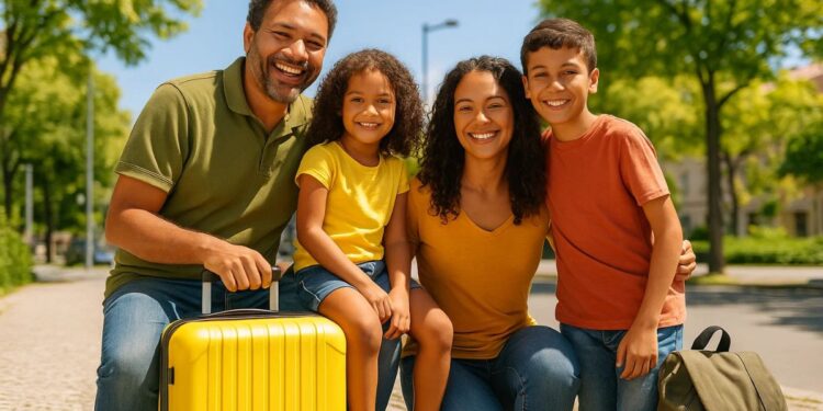 Uma família reunida feliz aproveitando o feriado dia 30 de Setembro