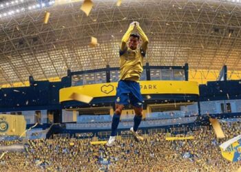 Cristiano Ronaldo comemorando durante confronto de Al Ittihad x Al Nass