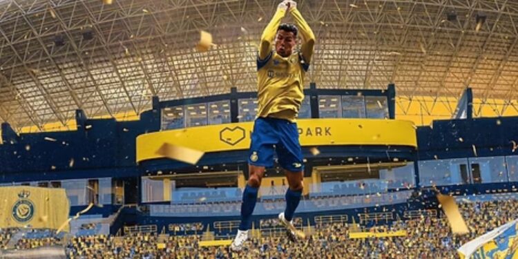 Cristiano Ronaldo comemorando durante confronto de Al Ittihad x Al Nass