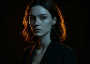 Uma moça com o efeito da trend da foto de studio