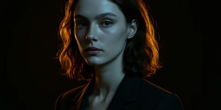 Uma moça com o efeito da trend da foto de studio