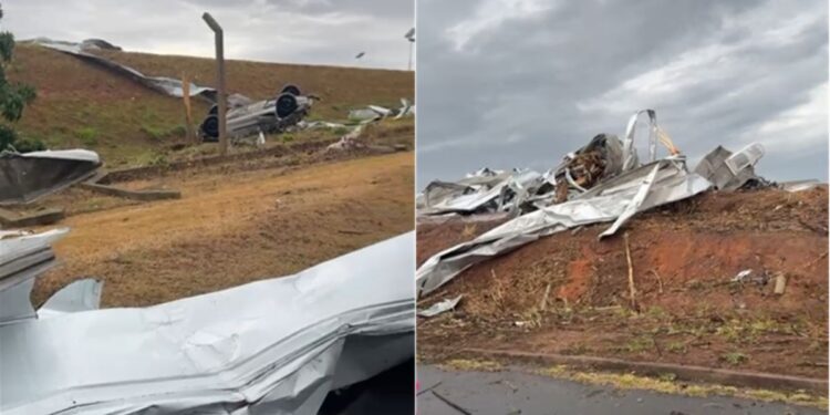 Imagem do desastre em Porto Feliz