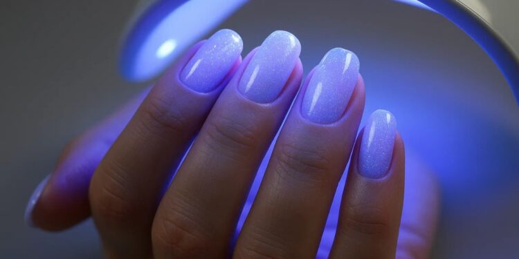 Unha de gel em uma cabine UV