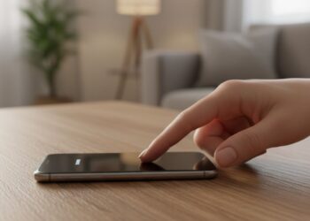 Uma pessoa desligando o seu celular