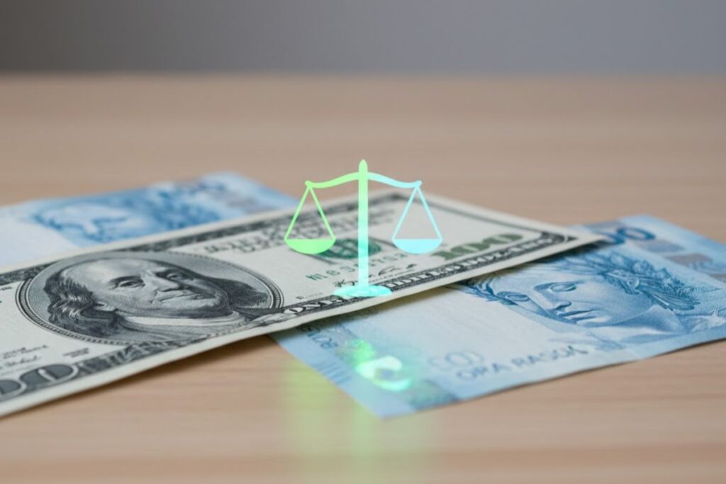 Dólar e real lado a lado