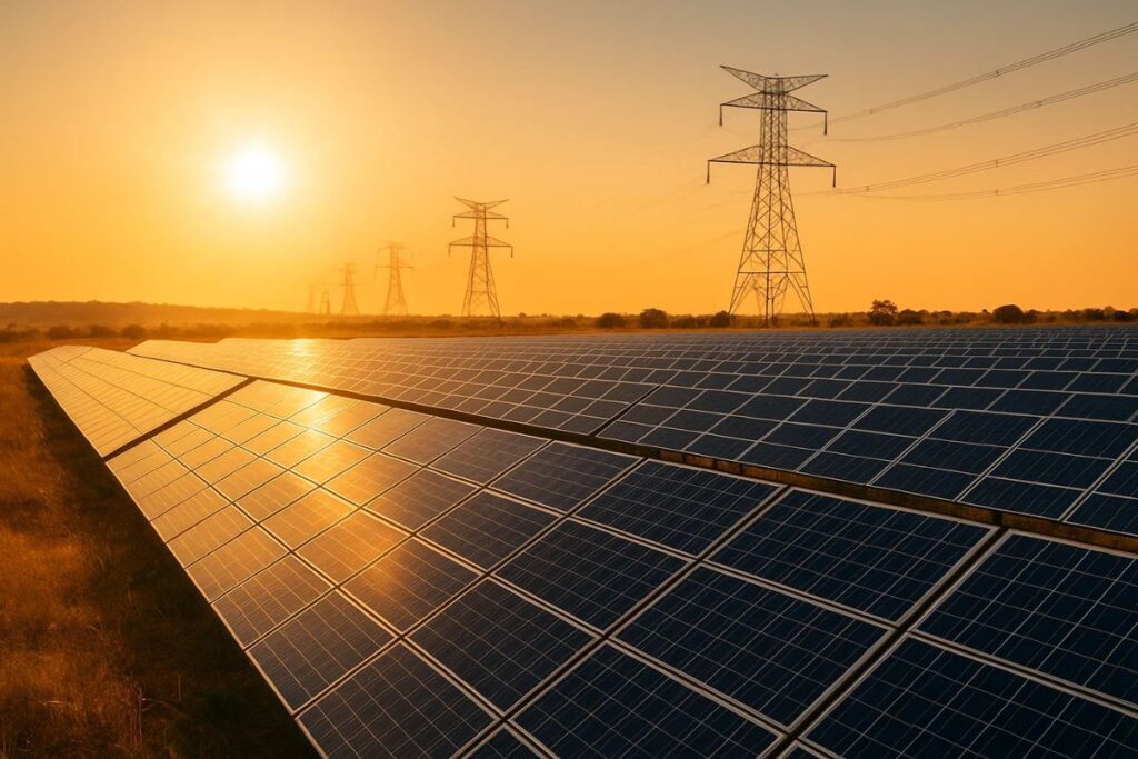Painel de energia elétrica no sol