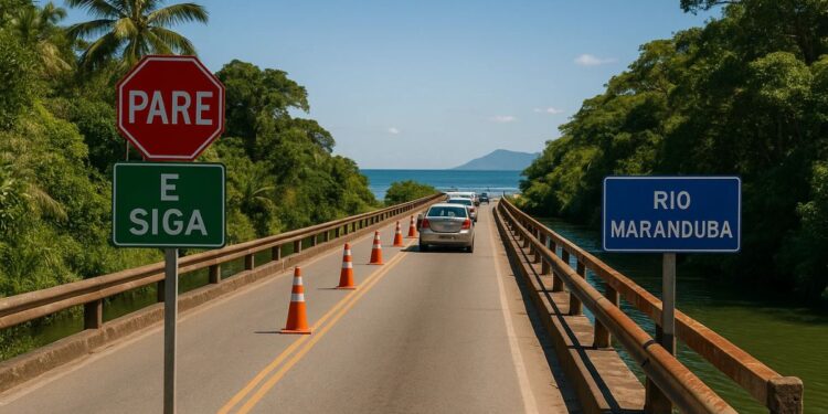 Ponte de entrada para Ubatuba no Litoral Norte de São Paulo