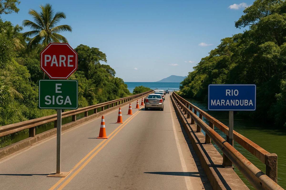Ponte de entrada para Ubatuba no Litoral Norte de São Paulo