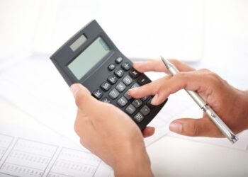 Uma pessoa com a calculadora tentando ver sua Renda per capita