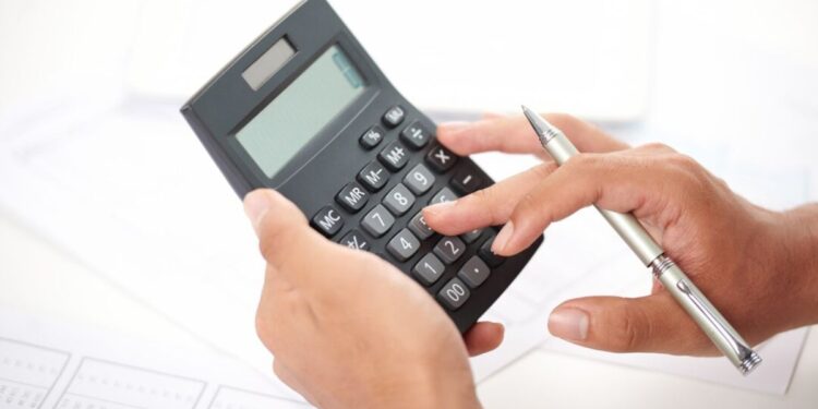 Uma pessoa com a calculadora tentando ver sua Renda per capita
