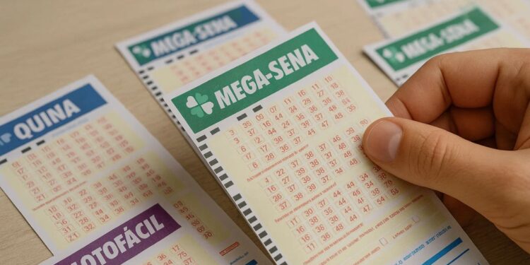 Uma pessoa com bilhetes de loterias esperando o resultado