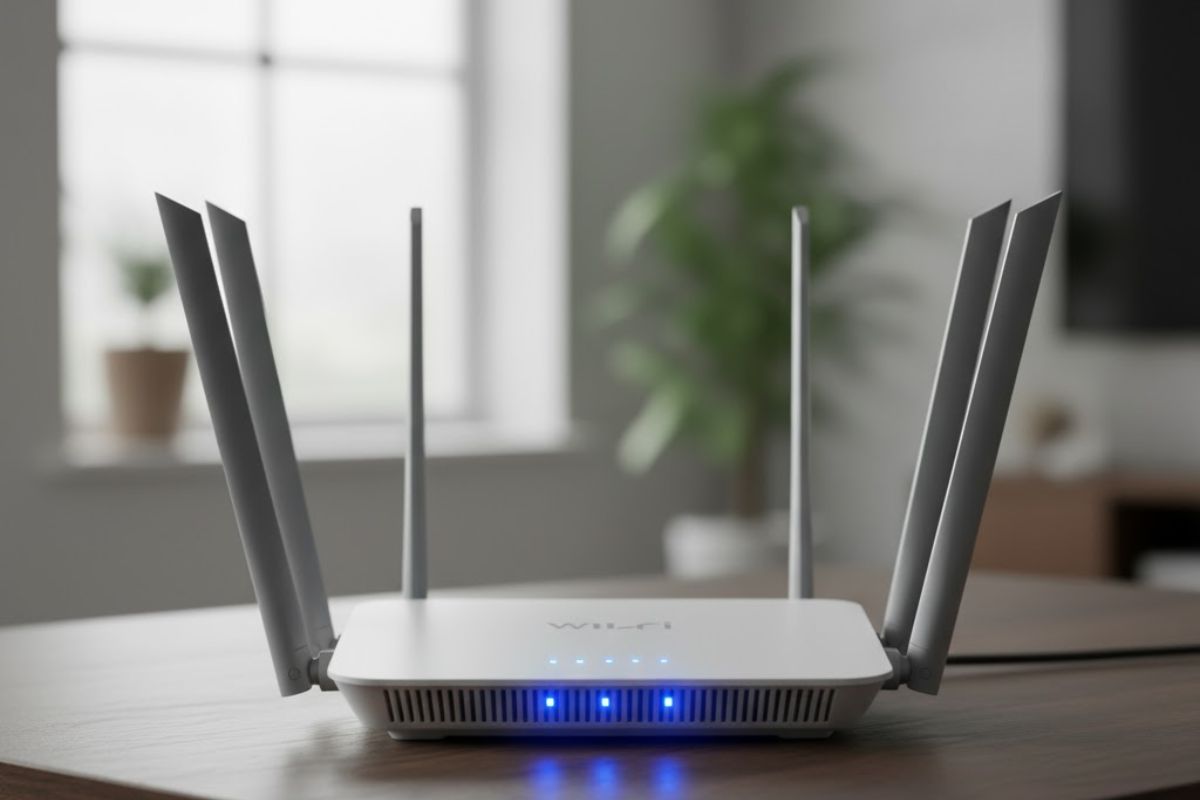Roteador Wi-Fi em cima de uma mesa