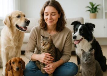 Animais em casa com sua tutora