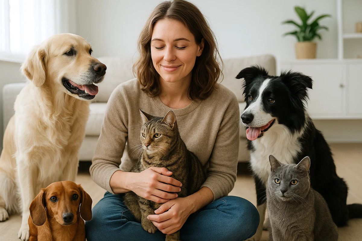 Animais em casa com sua tutora