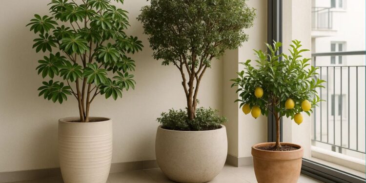 Árvores na varanda de um apartamento