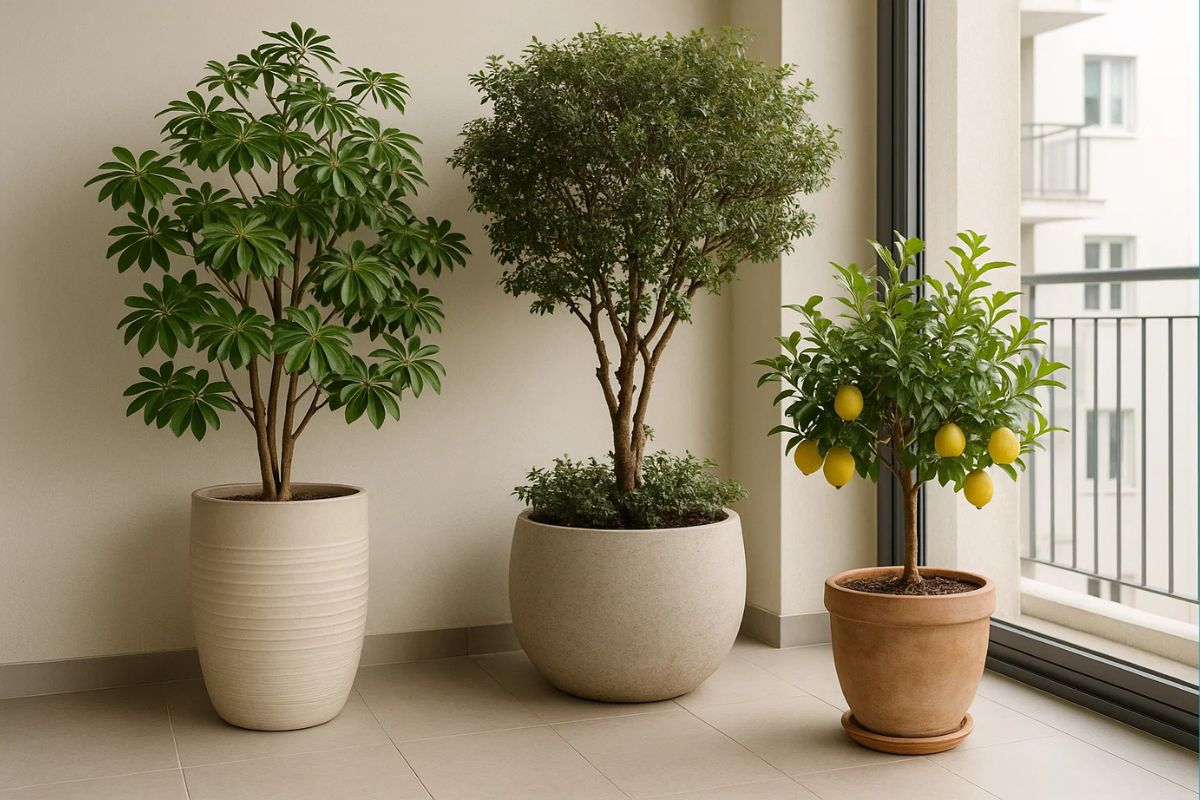 Árvores na varanda de um apartamento