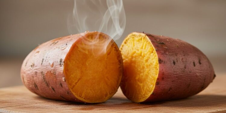 Batata-doce com a polpa alaranjada