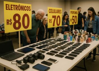 Pessoas comprando no Bazar da Receita Federal