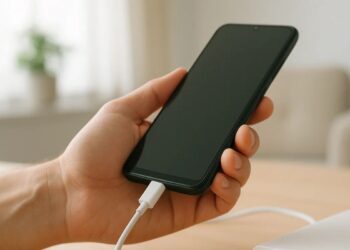 Uma pessoa com o celular