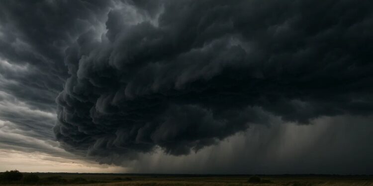 Imagem de um dia de tempestade com ciclone