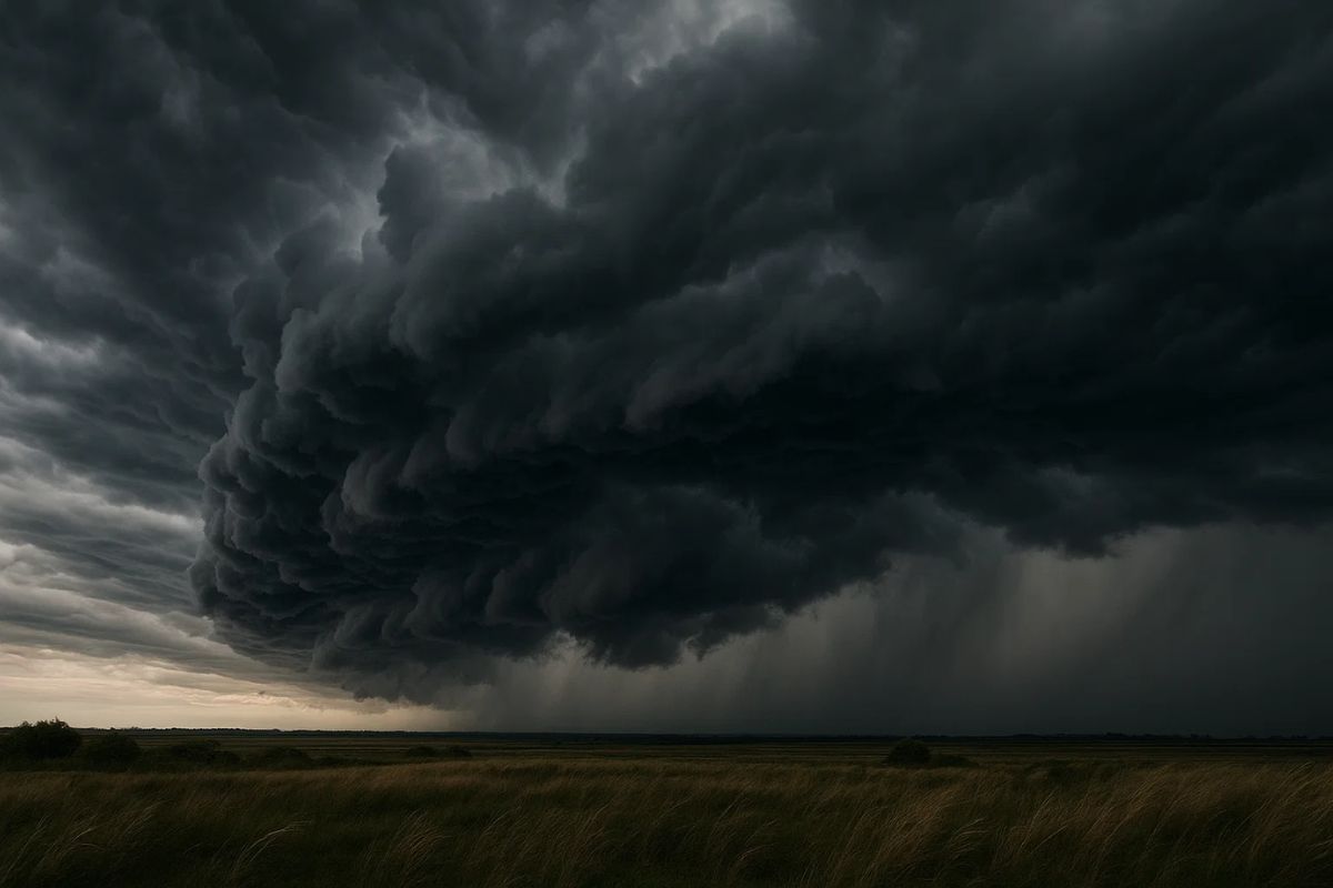 Imagem de um dia de tempestade com ciclone
