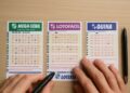 Bilhetes das Loterias Caixa: mega-sena, lotofácil e quina