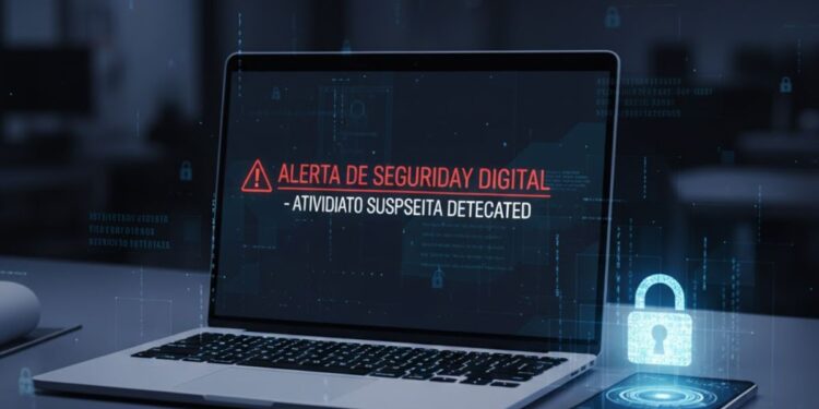 Um computador representando senha fraca