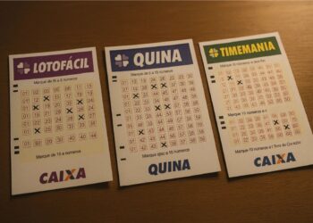 Bilhetes dos sorteios de loterias da Caixa: Lotofácil, Quina e Timemania