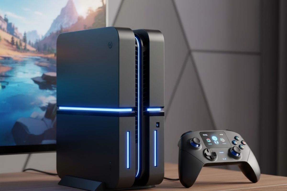 Console da steam ao lado do controle