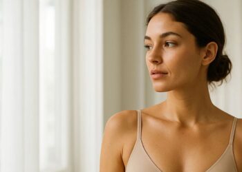 Uma mulher usando a nova tendência de sutiã