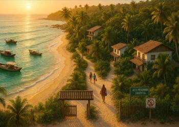 Imagem representando uma praia turística onde se cobra o TPA