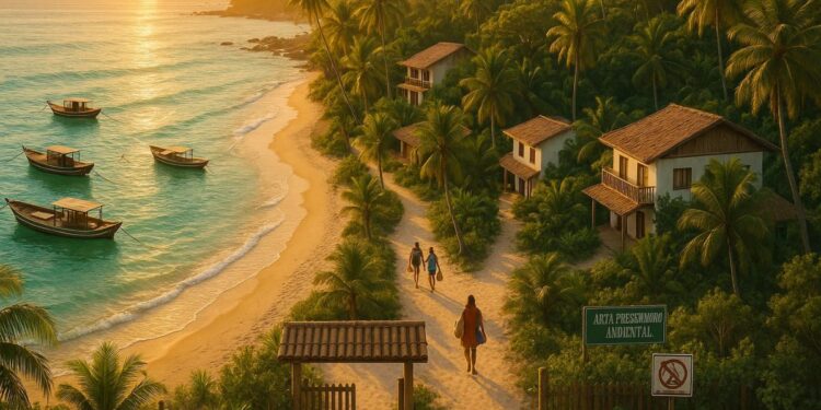 Imagem representando uma praia turística onde se cobra o TPA