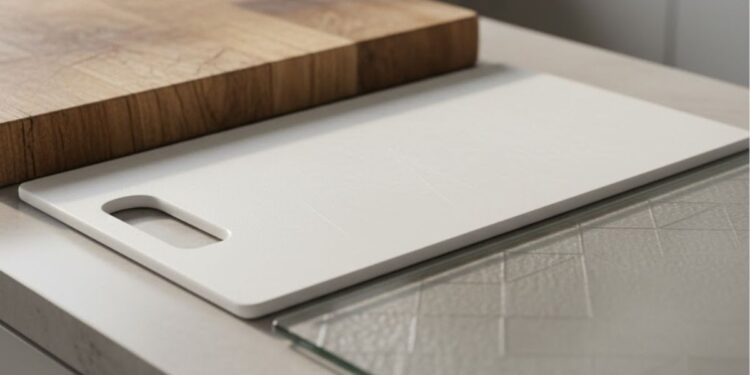 Tábua de madeira, vidro e plástico