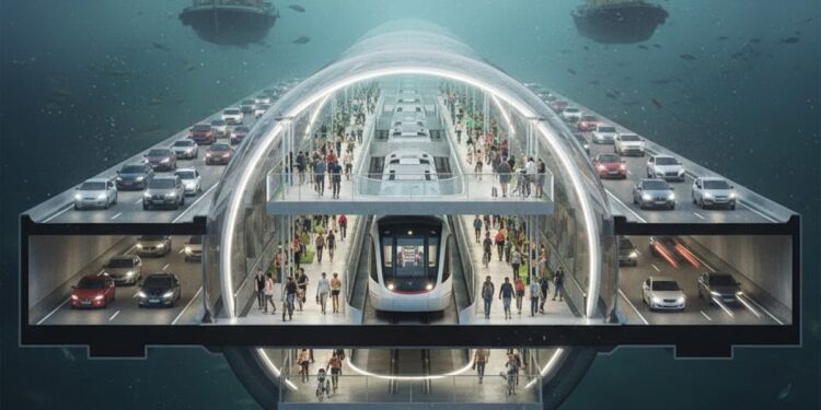 Imagem do projeto do Túnel Submerso