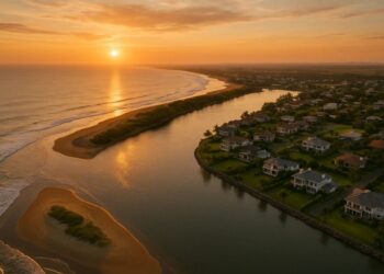 Cidade com a qual Verstappen tem ligação vista de cima no pôr do sol