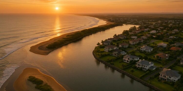 Cidade com a qual Verstappen tem ligação vista de cima no pôr do sol
