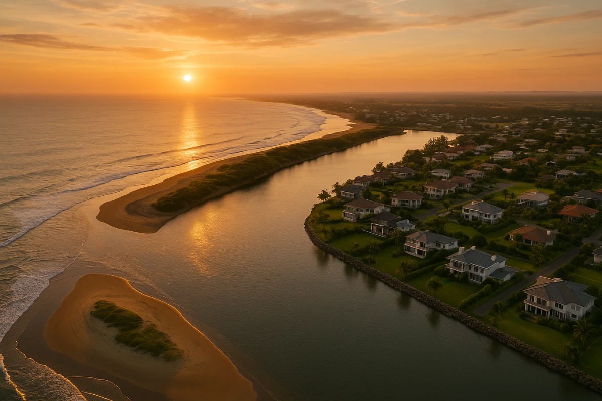 Cidade com a qual Verstappen tem ligação vista de cima no pôr do sol
