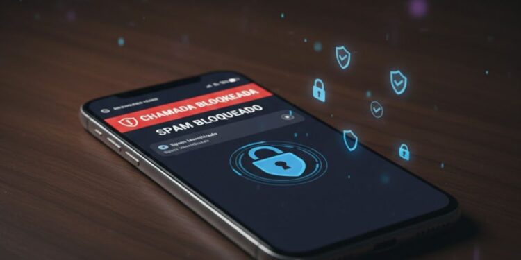Tela mostrando um bloqueio a ligações de spam no celular