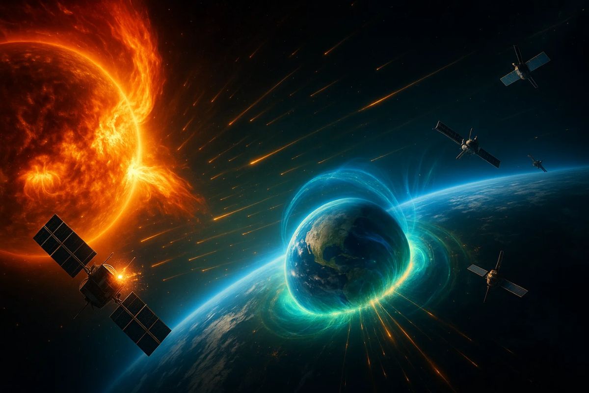 Imagem do espaço de tempestade solar