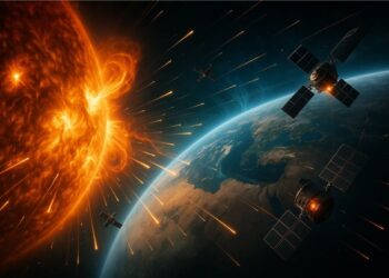 Imagem do espaço de tempestade solar