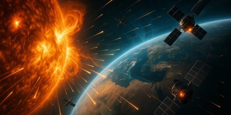 Imagem do espaço de tempestade solar