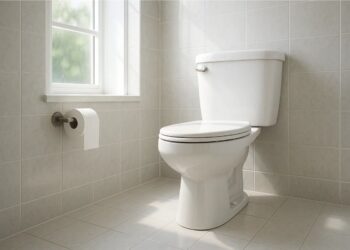 Vaso limpo em um banheiro branco