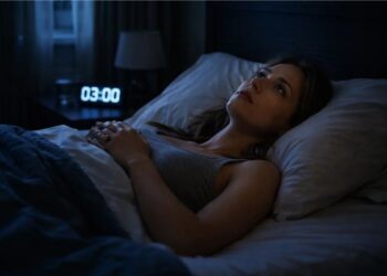 Uma mulher que acorda às 3 da manhã