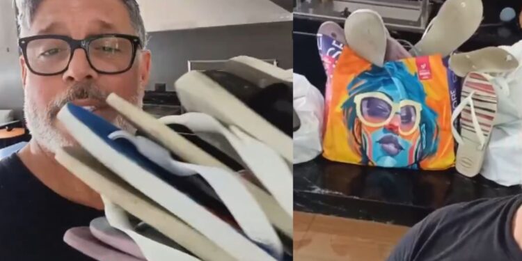 Alexandre Frota segurado havaianas em um vídeo