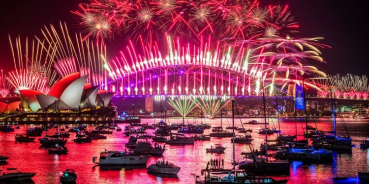 Queimas de artifício no ano novo em Sidney