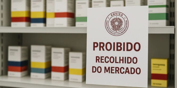 Prateleira com remédios recolhidos pela Anvisa