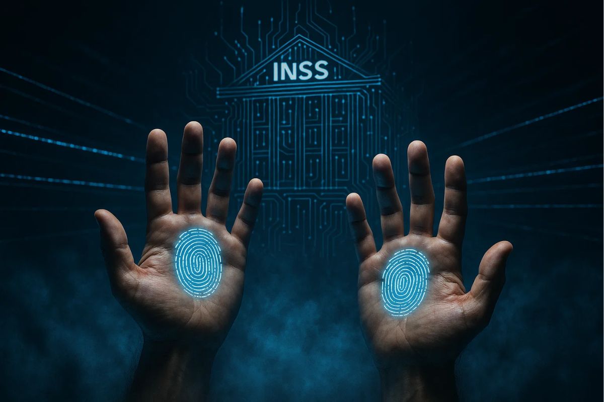 Palmas da mão com biometria do INSS
