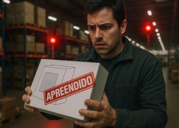 Um homem com seu produto que foi apreendido na Black Friday