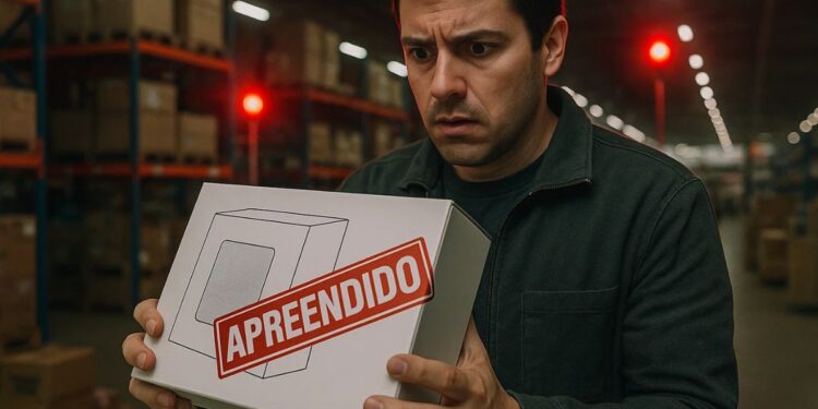 Um homem com seu produto que foi apreendido na Black Friday